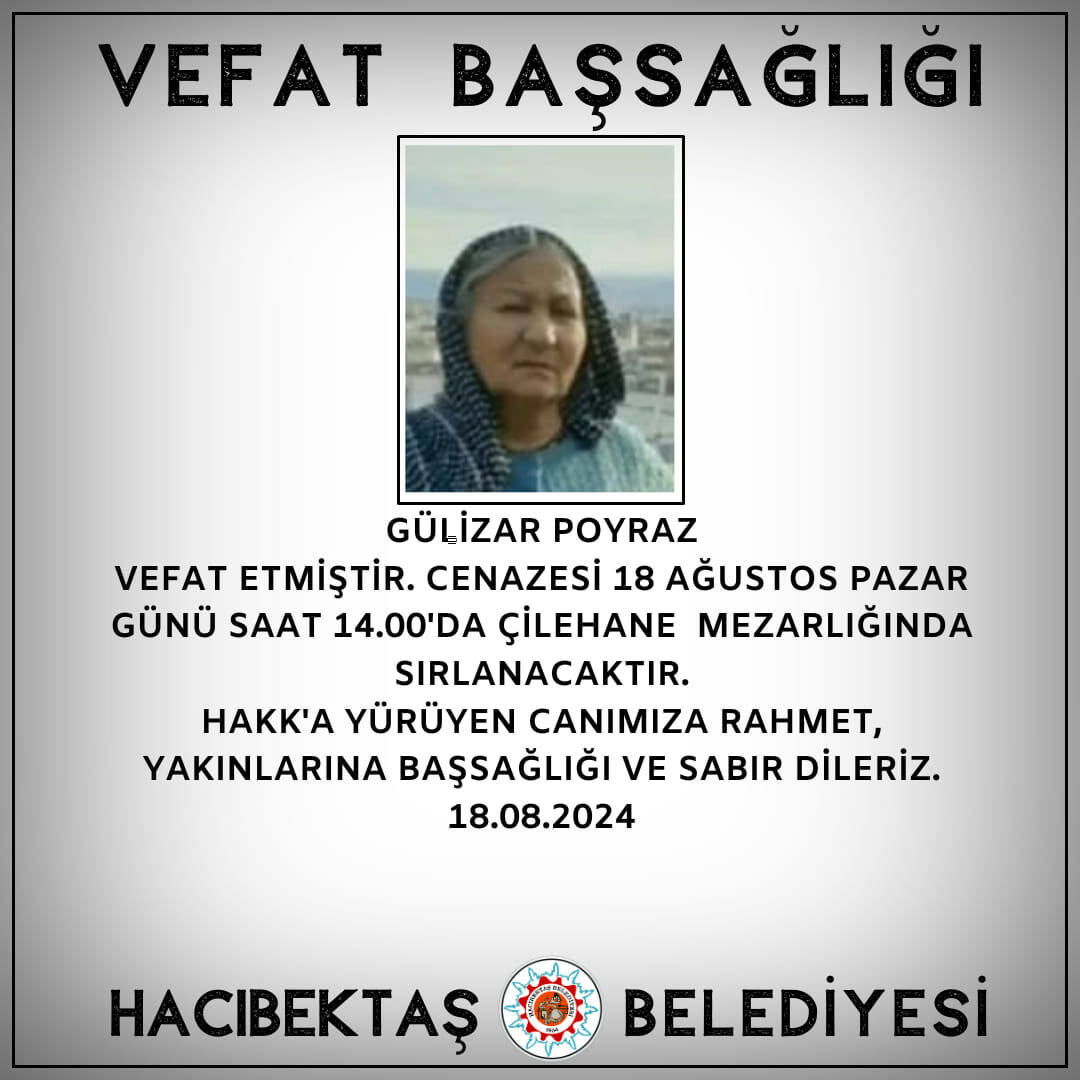 Gülizar Poyraz Vefat ve Başsağlığı