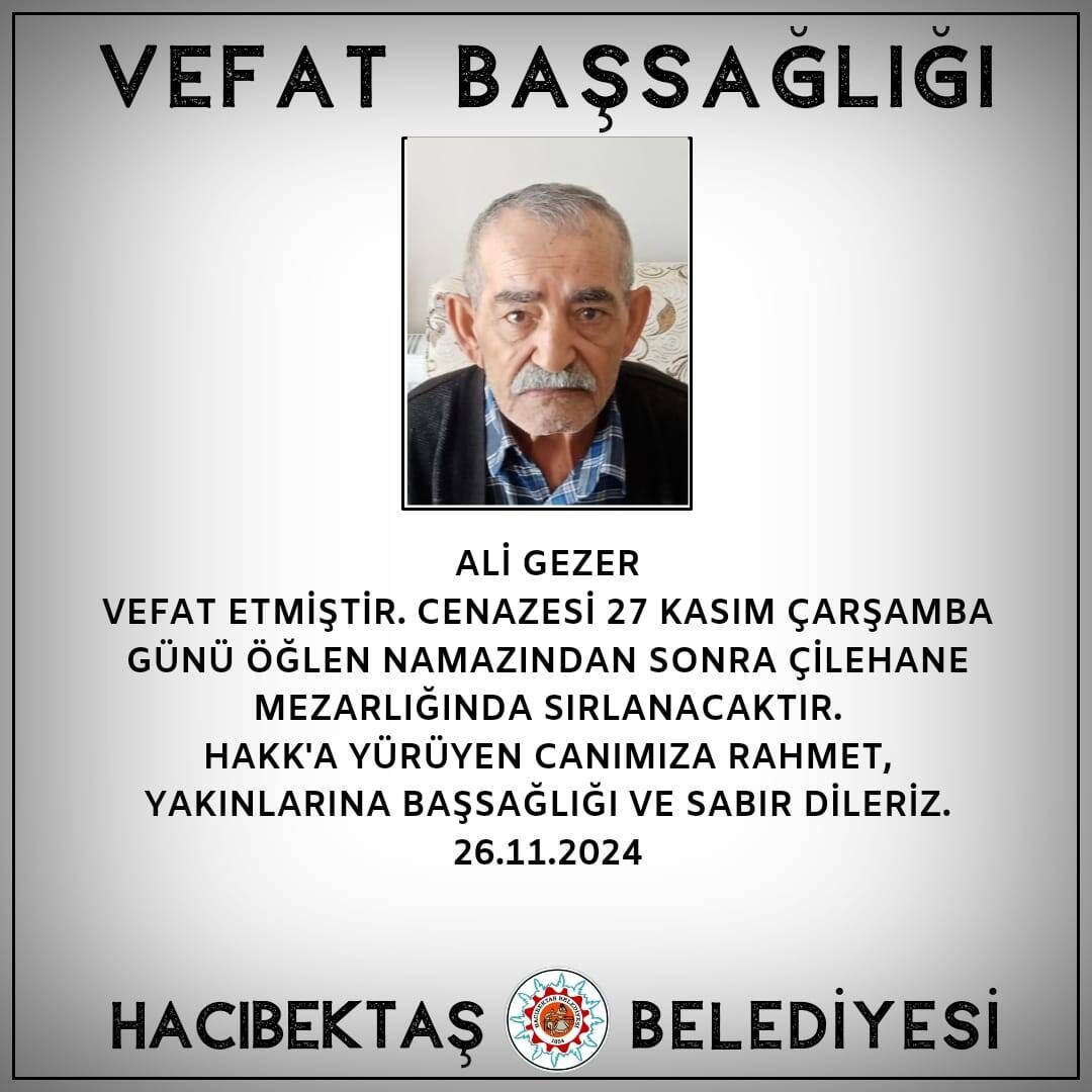 Ali GEZER Vefat ve Başsağlığı