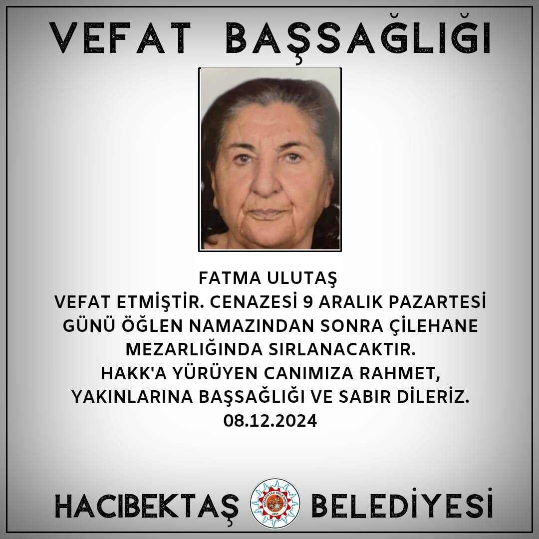 Fatma ULUTAŞ Vefat ve Başsağlığı