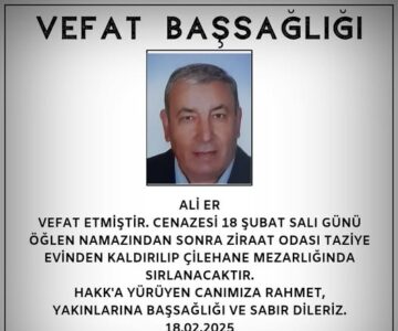 Ali ER Vefat ve Başsağlığı