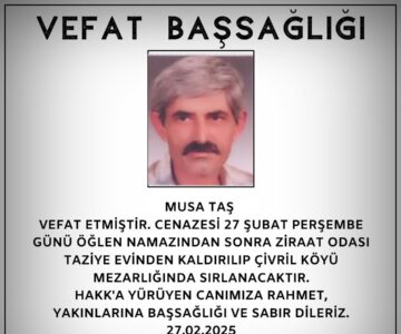 Musa Taş Vefat ve Başsağlığı